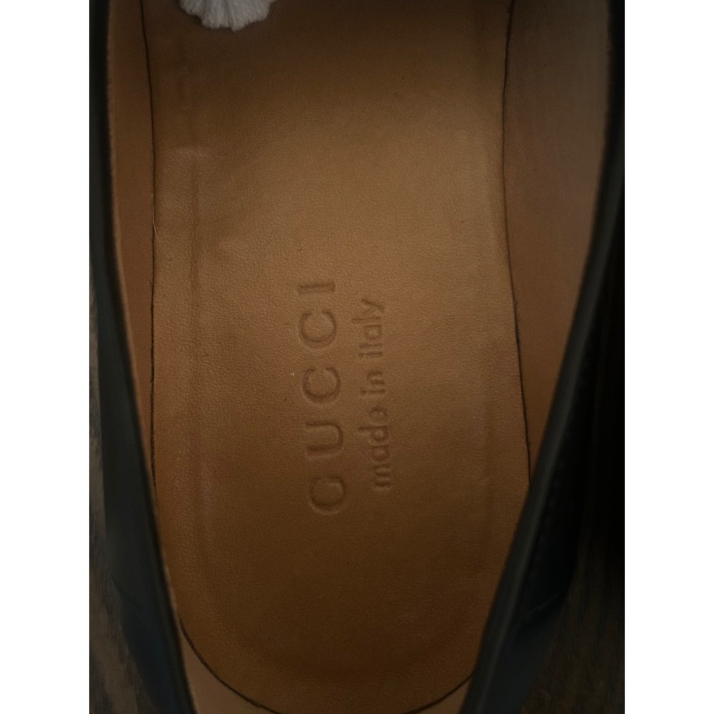 GUCCI 714680 Mirrored G Gold Kiltie Loafers Black Leather Men's 7.5 - Picture 6 of 13